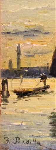  - Francisco Pradilla Ortiz (1848-1921) - Venise, lever de soleil doré sur la Lagune